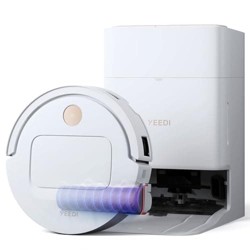 Yeedi M14 Plus Robot Vacuum and Mop with All-in-One Station, 18000Pa, OZMO Roller Instant Self-Washing Mopping, 167℉ Hot Water Mop Washing & Self-Drying, ZeroTangle 3.0, Self-Emptying, White