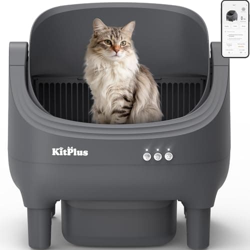 Self Cleaning Litter Box, Automatic Cat Litter Box-APP Control, Open-Design Electric Litter Box, Safety Anti-Pinch, Odor-Free Waste Disposal Includes Trash Bags, Suitable for Multiple Cats, Grey